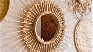 Como Fazer Espelho Boho Chic Com Palitos de Hashi - Diy Espelho Rústico