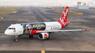 Air Asia INDIA's A320 "Kabali" livery ft. Superstar Rajinikanth taxiing & departing from Mumbai.[HD]