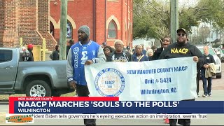 New Hanover County NAACP leads Souls to the Polls march in downtown Wilmington