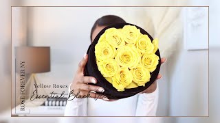 Review Rose Forever New York - Essential Yellow Round Black Velvet Preserved Roses