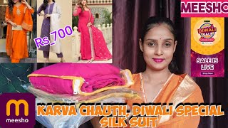 #vlog85 Meesho Karva Chauth, Diwali Special Silk Suit/Silk Suit Under ₹_700/Huge 🤗 Meesho Silk Suit.