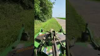 John Deere 755 and Woods 72” finish mower- mowing county road #johndeeretractor #johndeere #mowing