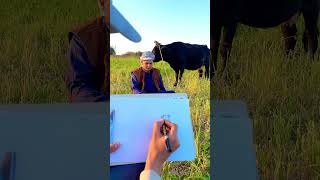 الشيخ انصدم بل رسمه🎨🐃شوفوا ردت فعله🙀😅