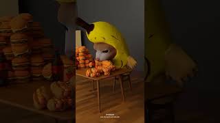 Banana Cat Mukbang _ Whiny Eater 🍔💦 --Edit Music Cover Version--__ #animation #shorts