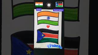 Indian flag 🇮🇳~South Sudan flag 🇸🇸 #independenceday #shorts #howtodraw #flag #reels #viral #indian