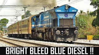 Elegant Looking BRIGHT BLEED BLUE DIESEL HIGH HORSE POWER LOCOMOTIVE | Departure | Indian Railways