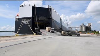 U.S. Army Transportation Battalion Quickly Unload Cargo in Charleston