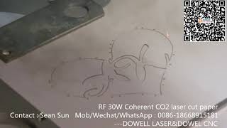 RF Coherent 30W CO2 laser cutting paper perfectly