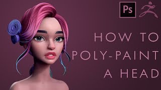 How to POLY PAINT a Head using Zbrush and Photoshop - Tutorial