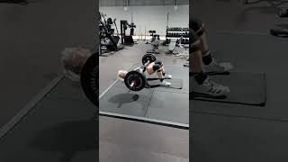 255 pounds x 8 reps, lying barbell hip thrusts @ 64