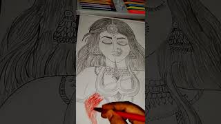 Maa Durga 🙏♥️||plastic crayon colour painting 🖌️🎨#shorts