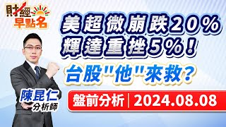 【美超微崩跌20%、輝達重挫5%！台股"他"來救？】2024.08.08 台股盤前 #財經早點名