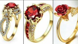 Latest Trenty Red Colour Ruby Stone Ring Design Collections // Gold & Silver Ring Designs