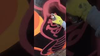 Piglet Neon Street Art Painted in Hackney, London - Fat Cap Sprays