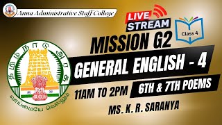 Mission G2 | English Class 4 - Live | 11am to 2pm | Ms. K. R. Saranya