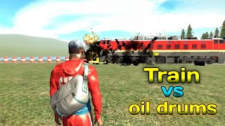 train vs oil drums | best game video | Indian bike 3d game | air beat gamerz