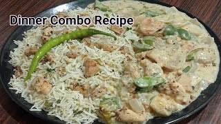 Tasty Garlic Butter Fried Rice With White Sauce Chicken|Easy dinner Combo Recipe