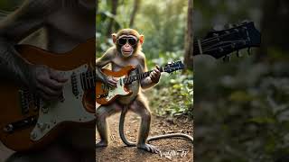 Funny monkey playing electric guitar #shorts #animals #ai