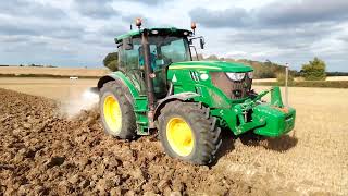 John deere 650r, ploughing .and John deere 8rx 370.pulling landdown.in Suffolk.