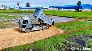 Wonderful Project Completed 100% Landfill By Bulldozer Komatsu D20P Pushing And Truck Dumping Stone