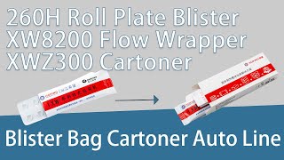 Blister card pack in bag, then push into the carton with folded leaflet#machine #factory