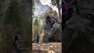 Yosemite Bouldering - Curry, Bathroom Boulder (V0)