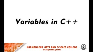 Variables in C++ | P Panneer Selvan Asst Professor | Department of Computer Science