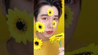 Sunflower Makeup 🌻 #Petchpigz #Sunflower #makeupformen #makeup #creativemakeup