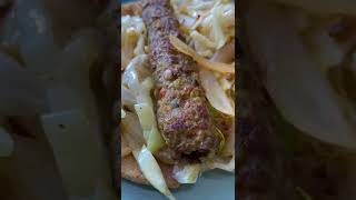 Delicious lamb kebab and white cabbage wrap! Yummy