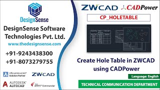 Create a holetable in ZWCAD using CADPower software