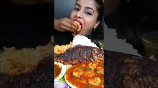 ASMR eating chicken curry, big fish fry, prowns curry, fish curry, rice, muckbang