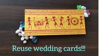 DIY best out of waste||reuse old cards|| Warli art