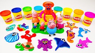 Create & Learn Sea Animals with PLAY DOH & PEPPA PIG Family 🐢🐬🐙 Preschool Toddler Learning Video