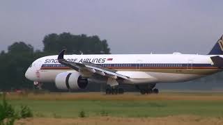 Singapore airlines A350 landing and take-off | Amsterdam airport Schiphol