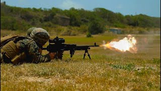 U S  Marines with 4th Marine Division fire M240B machine guns during exercise TRADEWINDS 24