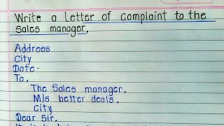 Write a letter of complaint to the sales manager ||  Letter in English || Letter for better deals