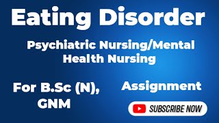 Eating Disorder psychiatric Nursing ||Eating disorders