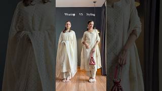 Wearing VS Styling A White Salwar Suit 🤍 #durgapuja #festivewear #suitdesign #indiantraditionalwear