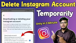 How To Delete Instagram Account Temporarily 2024 | Instagram Account Deactivate Kaise Kare