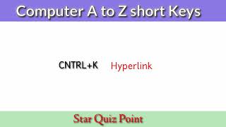 Computer Short Keys A to Z | Computer Shortcut Keys