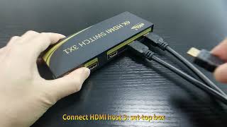 The HDMI switcher 3 in 1 out / 3 ports 31HN was originally connected in this way