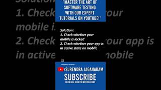 Appium issues &Solutions in English| #shorts #ytshorts #youtubeshorts #appium #testingtools #testing