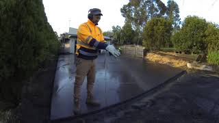 Timelapse Concrete Driveway pour and diagonal cutting pattern