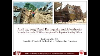 Introduction by B. Lizundia, EERI LFE Briefing for 2015 Nepal Earthquake and Aftershocks