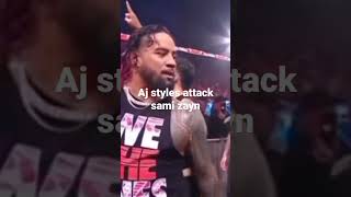 Not ucey.....AJ Styles attacks the honorary ice Sami Zayn on raw.... Bloodline invade raw