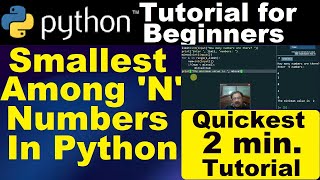 Smallest among n numbers in python | Free python full course #bintuharwani  #smallest #pythoncourse