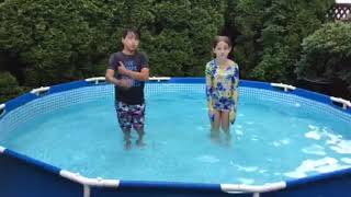 Kaeden & Caitlyn - July 2018 - back yard pool