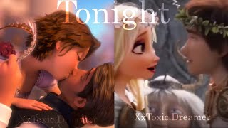 Hiccup x Elsa & Rapunzel x Flynn~ Tonight