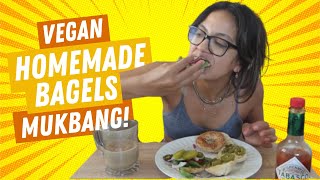 VEGAN HOMEMADE BAGELS MUKBANG!