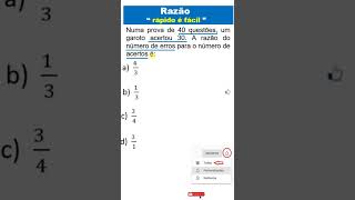 QUESTÃO SOBRE RAZÃO|EXERCÍCIOS SOBRE RAZÃO